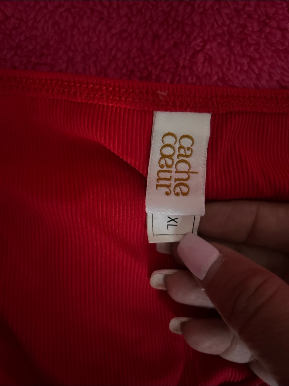 Cache Red Ribbed Tie-Shoulder Bikini Set - Picture 3 of 5